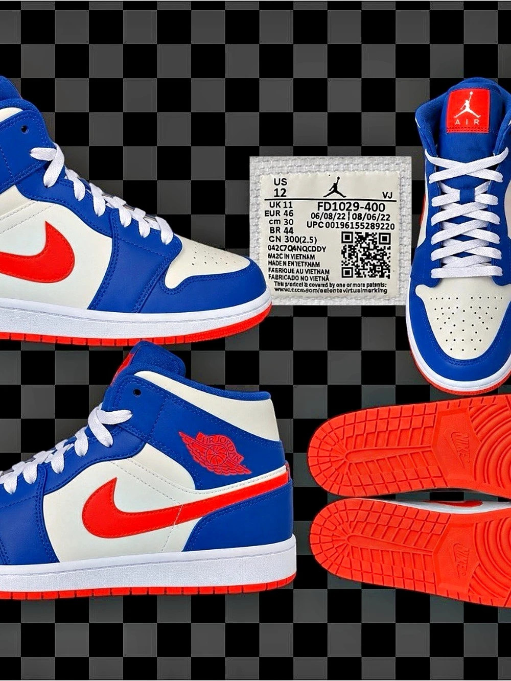 Jordan Air Jordan 1 Mid Knicks Sneakers Blue & White US 12 Like New